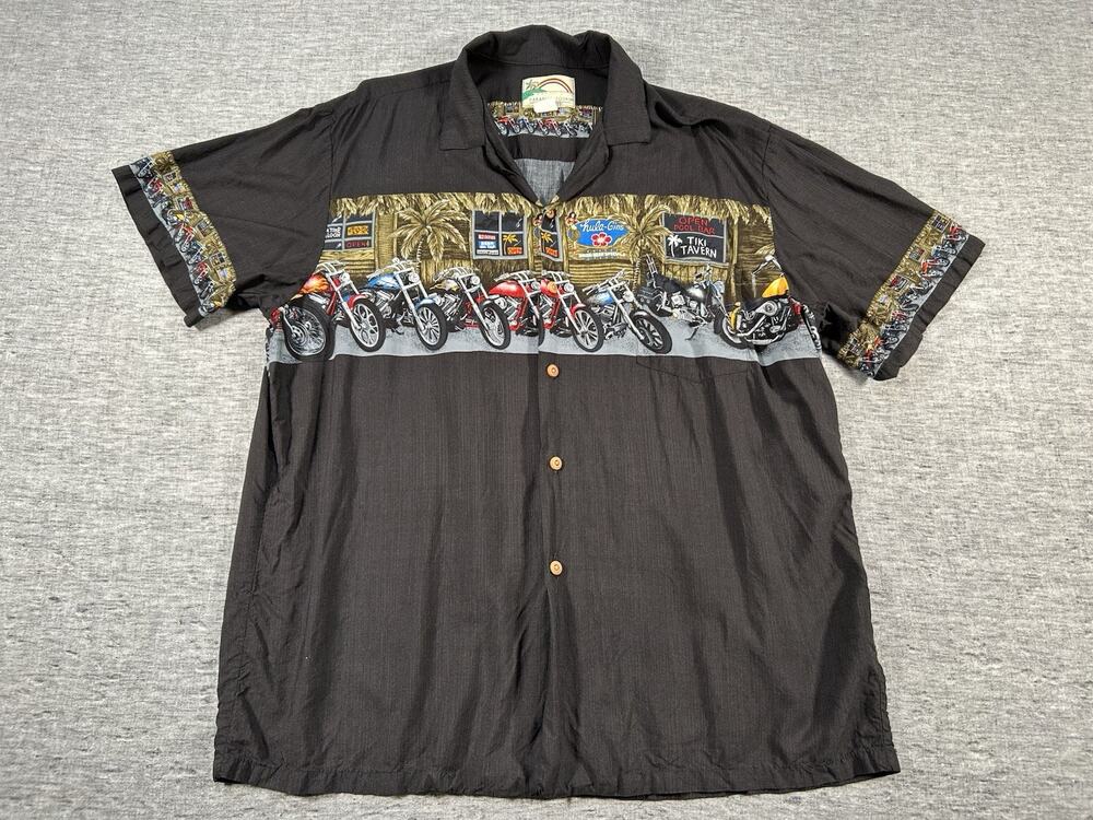 Vintage Paradise Found Hawaiian Shirt Mens Extra Large Beach Resort Wear Biker